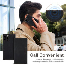 Load image into Gallery viewer, Leather Case Folding Flip Case with Kickstand Credit Card Slot Magnetic Closure Protective Case for iPhone Leather Case For iPhone 14 13 12 11 Pro Mini Flip Case Cover