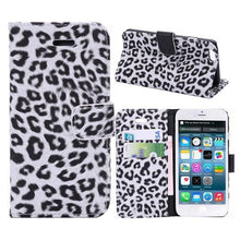 Load image into Gallery viewer, Leather Case For iPhone 11 12 13 14 Pro Max Mini XR XS Max X 8 7 Plus Leopard Flip Case Cover For iPhone Wallet Case Compatible with iPhone with Adjustable Stand and 2 Card Holders Shock Protection Lightweight Phone Case