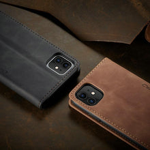 Load image into Gallery viewer, Leather Case For iPhone 14 13 11 12 Mini Pro XS XR Max Luxury Magnetic Flip Phone Case For iPhone Business Classic Wallet Cover Leather Magnetic Flip Back Stand Case/Cover