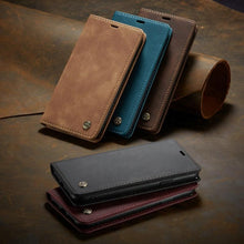 Load image into Gallery viewer, Leather Case For iPhone 14 13 11 12 Mini Pro XS XR Max Luxury Magnetic Flip Phone Case For iPhone Business Classic Wallet Cover Leather Magnetic Flip Back Stand Case/Cover
