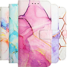 Load image into Gallery viewer, Leather Flip Phone Case For iPhone 14 13 12 Mini 11 Pro XS Max Cute Card Slot Wallet Cover Marble Pattern PU Leather Shockproof Flip Wallet Case with Stand Magnetic Money Pouch Silicone Bumper Phone Case