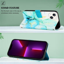 Load image into Gallery viewer, Leather Flip Phone Case For iPhone 14 13 12 Mini 11 Pro XS Max Cute Card Slot Wallet Cover Marble Pattern PU Leather Shockproof Flip Wallet Case with Stand Magnetic Money Pouch Silicone Bumper Phone Case