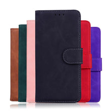 Load image into Gallery viewer, Leather Phone Case Wallet Cover For iPhone XR XS 10 11 Pro 12 mini 13 Pro Max Flip Stand Case Simple Skin-Friendly PU Leather Case Wallet Protective Case Flip Shockproof Mobile Phone Case