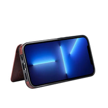 Load image into Gallery viewer, Leather Phone Cover For iPhone 13 Pro Max 12 Mini 11 XS Max XR X Luxury Brown Card Holder Protection Case Luxury Back Cover Wallet Case For Cards 3 Compartments Card Holder for Women