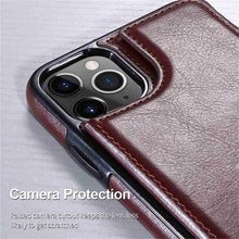 Load image into Gallery viewer, Leather Retro Card Holder Flip Cover for iPhone 11 12 13 14 Pro Max Mini Wallet Case iPhone 11 PU Leather Flip Cover Wallet Case For iPhone