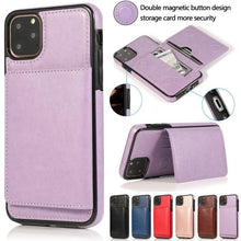 Load image into Gallery viewer, Leather Wallet Case For iPhone 11 Pro Max XS Max XR X 8 7 6S 6Plus 5 5S With Stand Card Pocket Case Cover Shockproof Texture PU Leather Wallet Cover