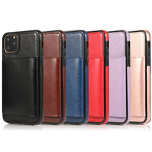 Load image into Gallery viewer, Leather Wallet Case For iPhone 11 Pro Max XS Max XR X 8 7 6S 6Plus 5 5S With Stand Card Pocket Case Cover Shockproof Texture PU Leather Wallet Cover