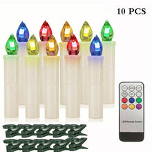 Load image into Gallery viewer, LED Candle Lamp Simulation Flame Light Warm Candle Family Party Christmas Birthday Party Decorated With Candles Ivory Battery Operated LED Taper Candles With Remote Control Christmas Candles