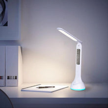 Load image into Gallery viewer, LED Desk Lamp Foldable Dimmable Touch Rechargeable Table Lamp with Calendar Temperature Alarm Clock Decorative Table Lamp Cute Study Lamps for Bedroom Décor