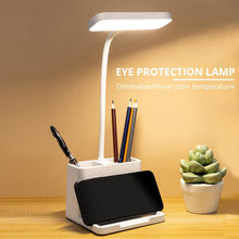 Load image into Gallery viewer, LED Desk Lamp with Penholder Eye Protection Reading Desk Lamp Rechargeable Flexible Gooseneck Bedside Lamp Indoor Lighting Decorative Table Lamp Cute Study Lamps for Bedroom Décor