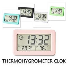 Load image into Gallery viewer, LED Digital Clock Digital Alarm Clock Battery Operated Small Desk Clocks with Smart Night Light Date Indoor Temperature LCD Electronic Clock for Bedroom Electronic Digital Screen Desktop Clock for Home Office Backlight Snooze Desk Clocks