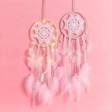 Load image into Gallery viewer, LED Dream Catcher Lamp Flying Wind Chimes Lighting Dream-catcher Handmade Ornaments Traditional Gifts Feather Pendant Romantic Creative Wall Hanging Home Wall Decoration Ornament Craft Native American Style