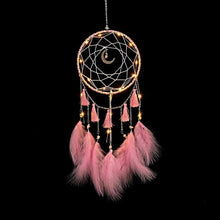 Load image into Gallery viewer, LED Dream Catcher Lamp Flying Wind Chimes Lighting Dream-catcher Handmade Ornaments Traditional Gifts Feather Pendant Romantic Creative Wall Hanging Home Wall Decoration Ornament Craft Native American Style