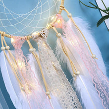 Load image into Gallery viewer, LED Dream Catcher Lamp Flying Wind Chimes Lighting Dream-catcher Handmade Ornaments Traditional Gifts Feather Pendant Romantic Creative Wall Hanging Home Wall Decoration Ornament Craft Native American Style