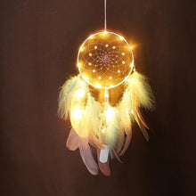 Load image into Gallery viewer, LED Dream Catcher Lamp Flying Wind Chimes Lighting Dream-catcher Handmade Ornaments Traditional Gifts Feather Pendant Romantic Creative Wall Hanging Home Wall Decoration Ornament Craft Native American Style