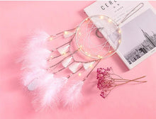 Load image into Gallery viewer, LED Dream Catcher Lamp Flying Wind Chimes Lighting Dream-catcher Handmade Ornaments Traditional Gifts Feather Pendant Romantic Creative Wall Hanging Home Wall Decoration Ornament Craft Native American Style