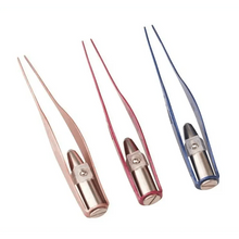 Load image into Gallery viewer, LED Flashlight Stainless Steel Tweezers Ear Pick Clean Colorful Tweezers Tool Hair Removal Care