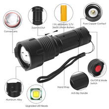 Load image into Gallery viewer, LED Rechargeable Zoomable Flashlight