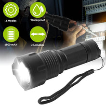 Load image into Gallery viewer, LED Rechargeable Zoomable Flashlight