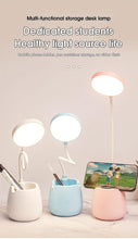 Load image into Gallery viewer, LED Table Lamp With Pen Holder Touch Dimmable Flexo Desk Lamp USB Rechargeable Eye Protection Bedside Learning Reading Lamp Decorative Table Lamp Cute Study Lamps for Bedroom Décor