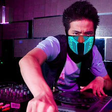 Load image into Gallery viewer, LED Warm Headgear ED Face Mask Party Masks Light Up Dance Halloween Cosplay Easter Rave Mask Luminous Costume Washable Foldable Luminous Cool Party Mask Activated Light Up Mask Led Music Party Mask Led Music Mask for Festival Party