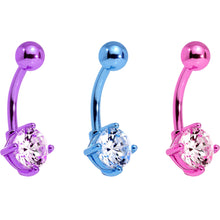 Load image into Gallery viewer, Clear Cubic Zirconia Gem Multicolor Belly Ring Set of 5