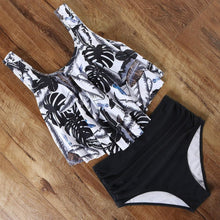 Load image into Gallery viewer, Leopard Bikini High Waist Bikini Animal Print Floral Swimsuit Ruffle Swimsuit Plus Size Swimwear Women Swimsuits for Women Two Piece Bathing Suits Ruffle Tops With High Waist Bottoms Bikini Sets For Teen Girls