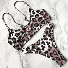 Load image into Gallery viewer, Leopard Bikini Women Swimwear Female Swimsuit Two-piece Bikini Set Comfortable Bathing Suit Swim Lady High Waist Bikini Set For Women Athletic Two Piece Soft Swimsuit Sporty Scoop Neck Bathing Suit