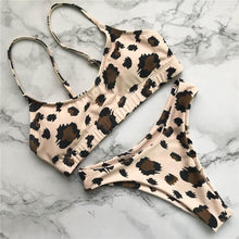 Load image into Gallery viewer, Leopard Bikini Women Swimwear Female Swimsuit Two-piece Bikini Set Comfortable Bathing Suit Swim Lady High Waist Bikini Set For Women Athletic Two Piece Soft Swimsuit Sporty Scoop Neck Bathing Suit