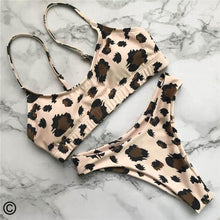 Load image into Gallery viewer, Leopard Bikini Women Swimwear Female Swimsuit Two-piece Bikini Set Comfortable Bathing Suit Swim Lady High Waist Bikini Set For Women Athletic Two Piece Soft Swimsuit Sporty Scoop Neck Bathing Suit