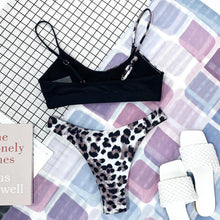 Load image into Gallery viewer, Leopard Bikini Women Swimwear Female Swimsuit Two-piece Bikini Set Comfortable Bathing Suit Swim Lady High Waist Bikini Set For Women Athletic Two Piece Soft Swimsuit Sporty Scoop Neck Bathing Suit