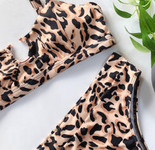 Load image into Gallery viewer, Leopard Bikinis Bikini Swimming Women's Bathing Suits Push Up Swimsuit Women's Padded Underwire Bikini Wire Push Up Bathing Suit Leopard Printed High Cut Vintage Swimsuit