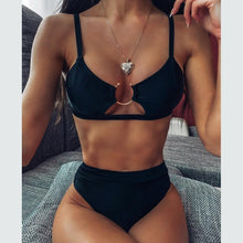 Load image into Gallery viewer, Leopard Bikinis Bikini Swimming Women's Bathing Suits Push Up Swimsuit Women's Padded Underwire Bikini Wire Push Up Bathing Suit Leopard Printed High Cut Vintage Swimsuit