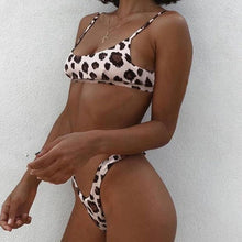 Load image into Gallery viewer, Leopard Bikinis Bikini Swimming Women's Bathing Suits Push Up Swimsuit Women's Padded Underwire Bikini Wire Push Up Bathing Suit Leopard Printed High Cut Vintage Swimsuit