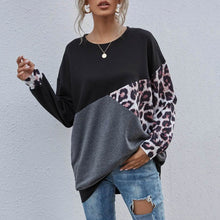Load image into Gallery viewer, Leopard Print Colorblock Drop Shoulder Sweatshirt