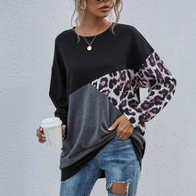 Load image into Gallery viewer, Leopard Print Colorblock Drop Shoulder Sweatshirt