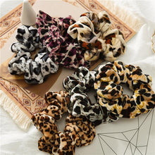 Load image into Gallery viewer, Leopard Velvet Scrunchies Hair Accessories For Women Girl Elastic Hair Ring Hair tie Ponytail Holder Rubber Hair Band Ponytail Holder Accessories for Women And Girls
