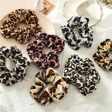 Load image into Gallery viewer, Leopard Velvet Scrunchies Hair Accessories For Women Girl Elastic Hair Ring Hair tie Ponytail Holder Rubber Hair Band Ponytail Holder Accessories for Women And Girls