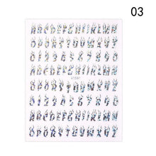 Load image into Gallery viewer, Letter 3D Decals Nail Art Stickers English Old Font Black Number Tattoo Nails Design Water Sliders Manicure Decoration 3D Nail Supplies Holographic Old English Character Nail Self-Adhesive Sticker English Font Design Manicure Decorations Accessories