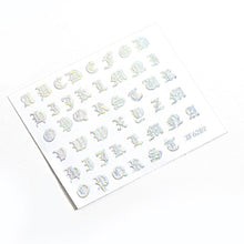 Load image into Gallery viewer, Letter 3D Decals Nail Art Stickers English Old Font Black Number Tattoo Nails Design Water Sliders Manicure Decoration 3D Nail Supplies Holographic Old English Character Nail Self-Adhesive Sticker English Font Design Manicure Decorations Accessories
