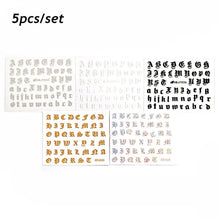 Load image into Gallery viewer, Letter 3D Decals Nail Art Stickers English Old Font Black Number Tattoo Nails Design Water Sliders Manicure Decoration 3D Nail Supplies Holographic Old English Character Nail Self-Adhesive Sticker English Font Design Manicure Decorations Accessories