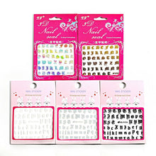 Load image into Gallery viewer, Letter 3D Decals Nail Art Stickers English Old Font Black Number Tattoo Nails Design Water Sliders Manicure Decoration 3D Nail Supplies Holographic Old English Character Nail Self-Adhesive Sticker English Font Design Manicure Decorations Accessories