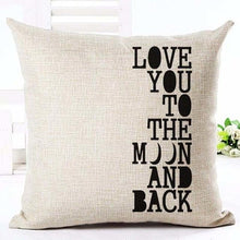 Load image into Gallery viewer, Letter Love Home Cushion Covers Cotton Linen Black White Pillow Cover I Love You Forever and Always Throw Pillow Case Love Letter Pillow Cushion Covers Fashion Home Decor Cover Sofa Bed Nordic Decorative Pillow Case 45x45CM