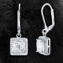 Load image into Gallery viewer, Leverback Elegance Princess Halo Drop Earring
