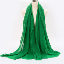 Load image into Gallery viewer, Light Soft Fashion Solid Scarf Crinkle Cotton Linen Wrap Shawl Hijab Muslim Woman Shawls Turban Islamic Clothing Head Wrap For Women