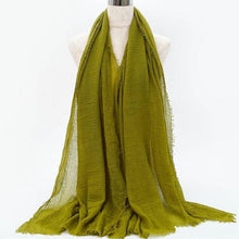 Load image into Gallery viewer, Light Soft Fashion Solid Scarf Crinkle Cotton Linen Wrap Shawl Hijab Muslim Woman Shawls Turban Islamic Clothing Head Wrap For Women