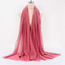 Load image into Gallery viewer, Light Soft Fashion Solid Scarf Crinkle Cotton Linen Wrap Shawl Hijab Muslim Woman Shawls Turban Islamic Clothing Head Wrap For Women
