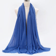 Load image into Gallery viewer, Light Soft Fashion Solid Scarf Crinkle Cotton Linen Wrap Shawl Hijab Muslim Woman Shawls Turban Islamic Clothing Head Wrap For Women