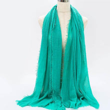 Load image into Gallery viewer, Light Soft Fashion Solid Scarf Crinkle Cotton Linen Wrap Shawl Hijab Muslim Woman Shawls Turban Islamic Clothing Head Wrap For Women