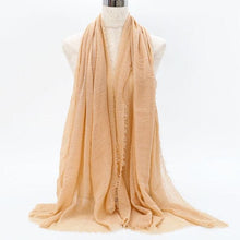 Load image into Gallery viewer, Light Soft Fashion Solid Scarf Crinkle Cotton Linen Wrap Shawl Hijab Muslim Woman Shawls Turban Islamic Clothing Head Wrap For Women
